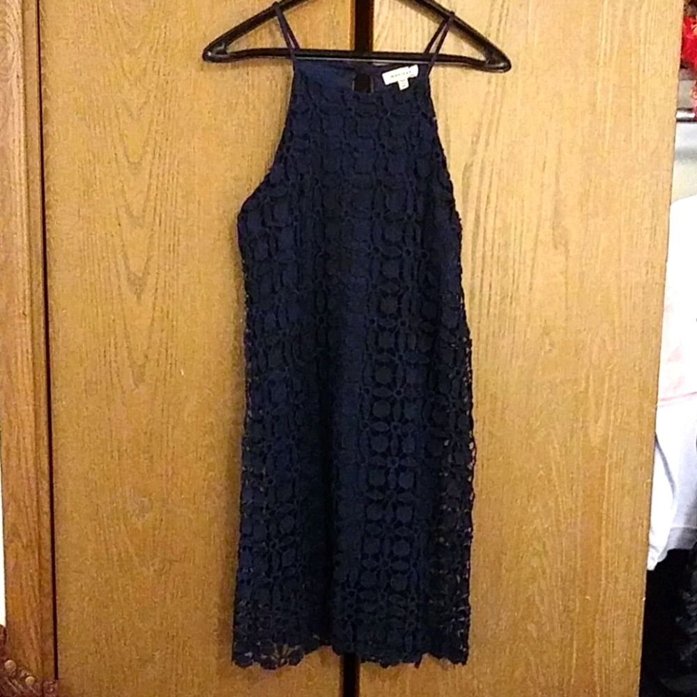 Navy Blue monteau lace mini summer dress